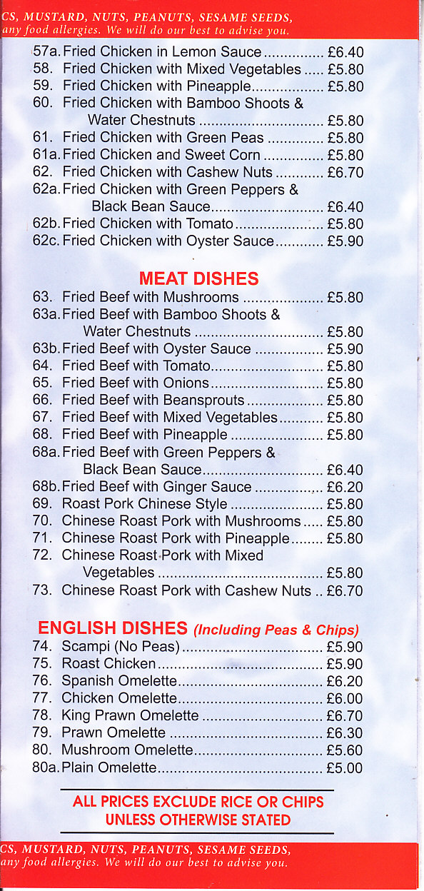 Dragon discount house menu